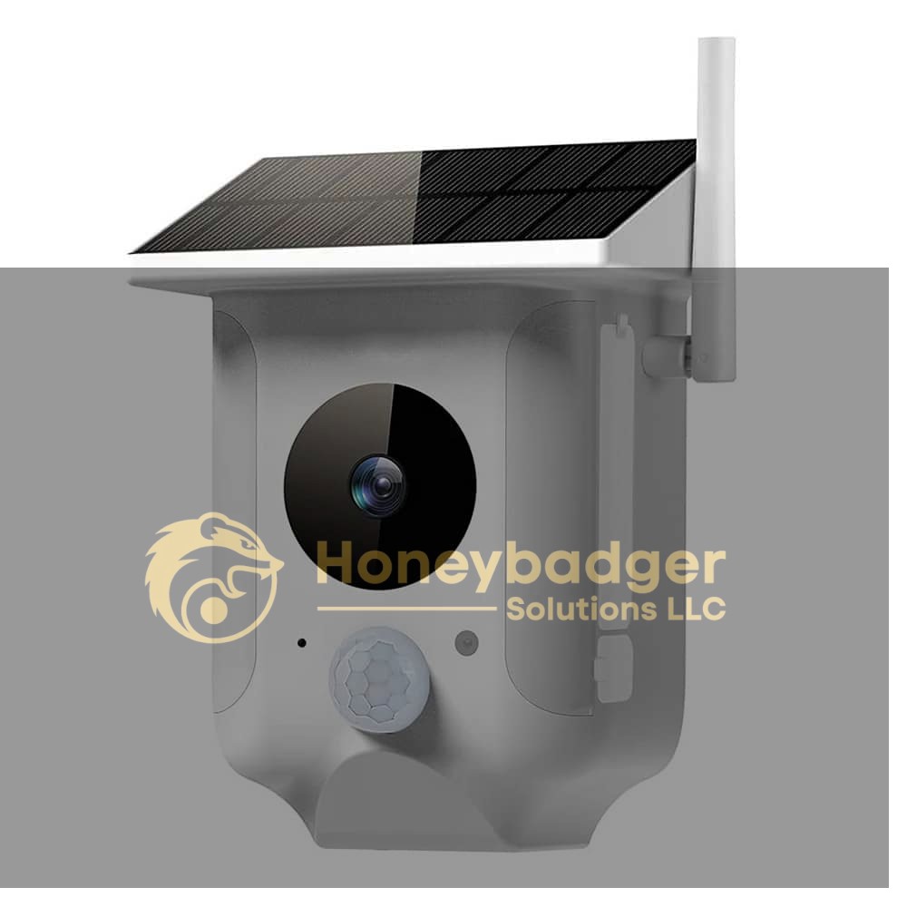 SG Doorbell Cam plus Solar Floodlight Camera with a white body, black circular lens, solar panel, side antenna, and motion sensor.