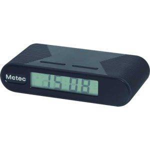 Black digital clock with Mctec branding and a clear LCD display showing the time 15:08.