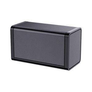 Rectangular black wireless Bluetooth speaker with a perforated metal grille on the front and sides.