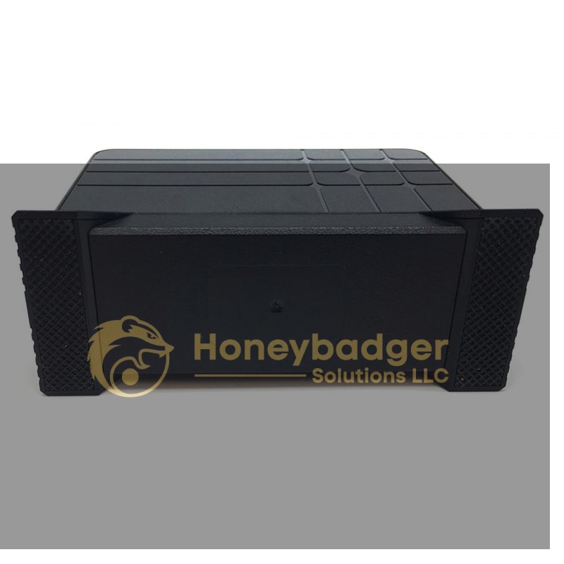 A black rectangular USB charging station hidden DVR camera with textured sides and a smooth front.
