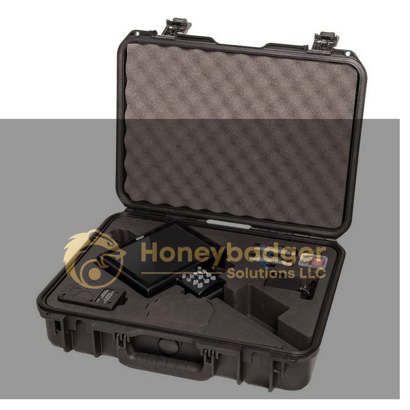 VPC 2.0 Video Pole Camera kit inside a hard plastic carrying case with foam padding and accessories.