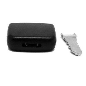 A black rectangular Personal Car Key Voice Recorder with a separate silver car key blade beside it on a white background.
