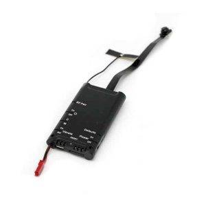 Compact black DIY Portable Wi-fi Module with labeled switches, a long black cable, and a red connector plug.