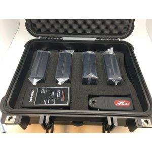 Rapid Deployment Eavesdropping Kit with a black hard case, foam padding, four devices, Pro-10G handheld, and Spyfinder Pro.