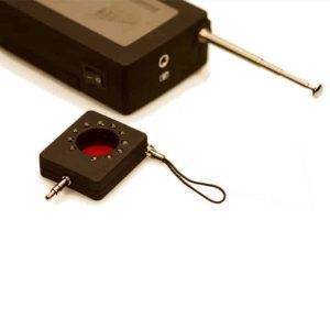 LawGrade Defender Simple 10GHZ, a black electronic device with a long antenna and a 3.5mm jack.