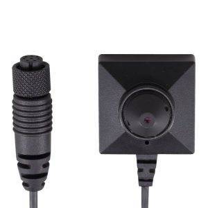 HD Cone Lens Button Camera with a small black design and a circular lens, connected by a cable.
