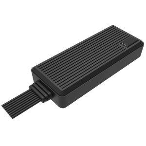 A black rectangular iTrail Convoy 5G Hardwired GPS Tracker with a ribbed texture and a sliding cover revealing a USB connector.