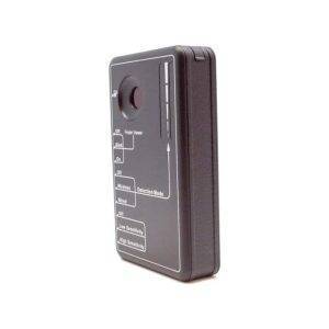 LawMate Pocket RF Detector, a black handheld device with labeled switches and an indicator light for digital forensic use.