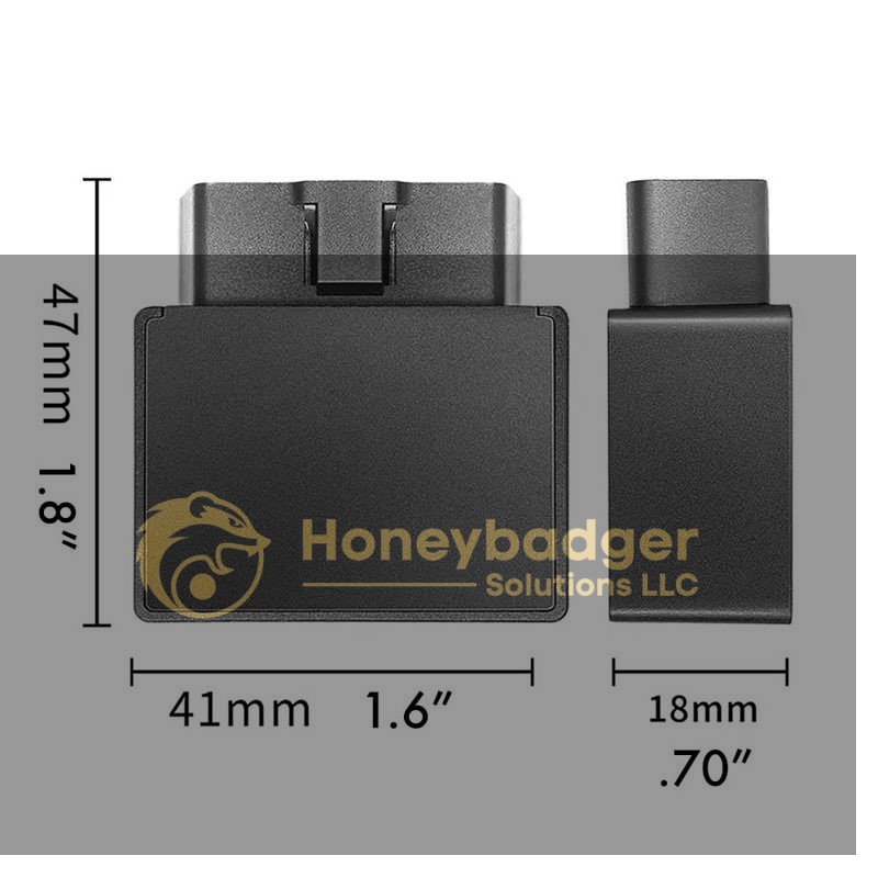 The iTrail Snap OBD 5G Tracker measures 47mm (1.8-inch) tall, 41mm (1.6-inch) wide, and 18mm (0.70-inch) deep.
