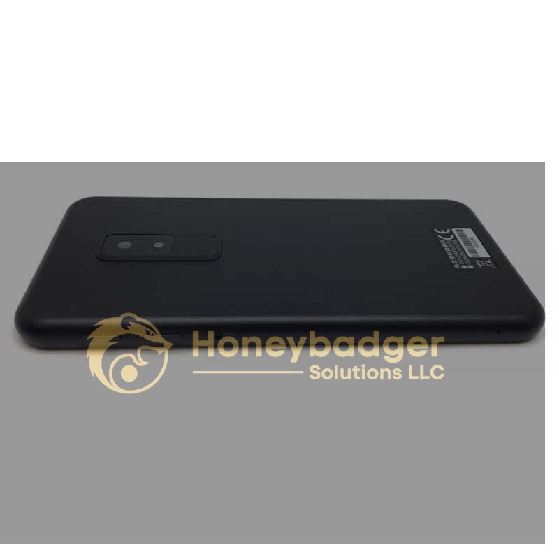 LawMate Wi-Fi Smartphone Camera shown from the back, featuring dual rear cameras and product information sticker.