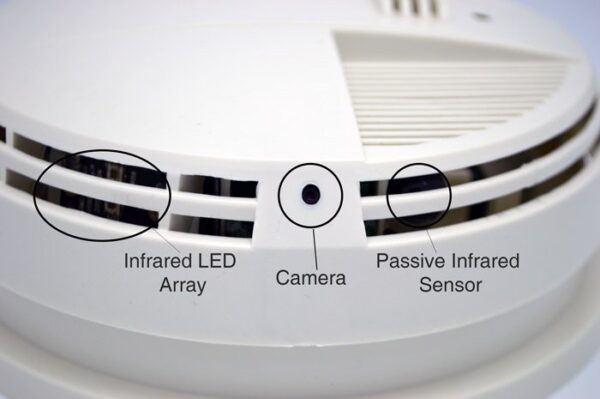 Zone Shield 4K Night Vision Smoke Detector DVR Side View - Image 4