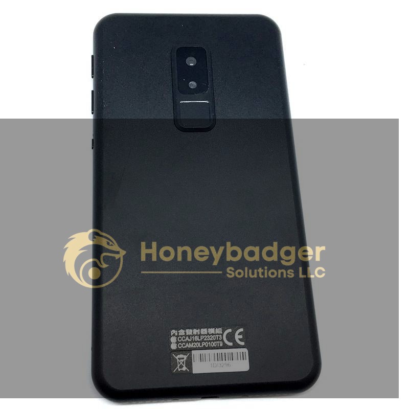A LawMate Wi-Fi Smartphone Camera in black showing dual cameras and a fingerprint sensor on the back.