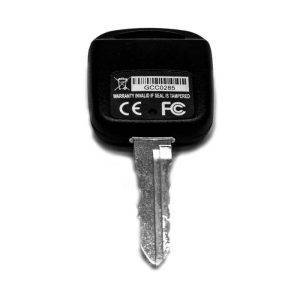 Personal Car Key Voice Recorder with a black plastic head, barcode, and metal key blade pointing down.
