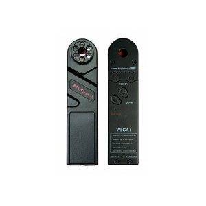 WEGA-i remote control device showing buttons, indicator lights, and a brightness dial for various electronic devices.