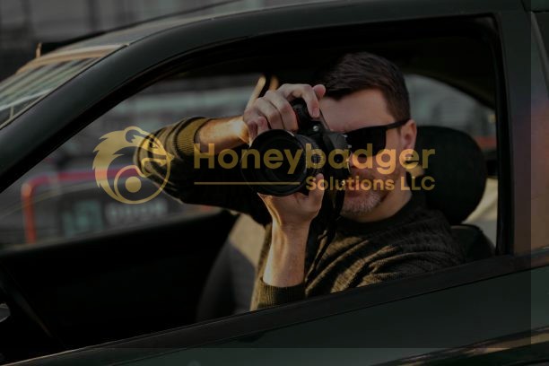 A man wearing sunglasses holds a camera while sitting in a car, capturing images from the open window.