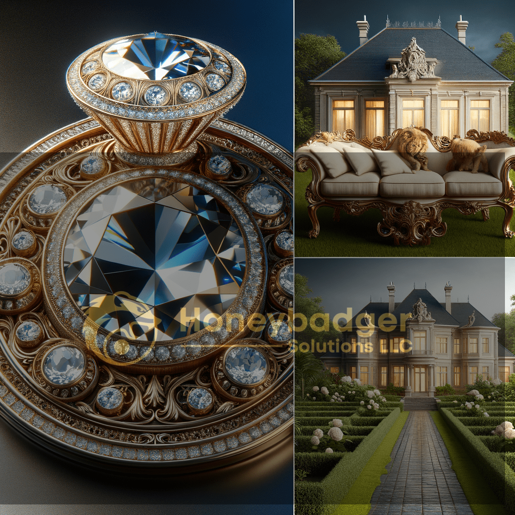 Intricately designed decorative brooch featuring a large central gemstone and smaller surrounding stones.