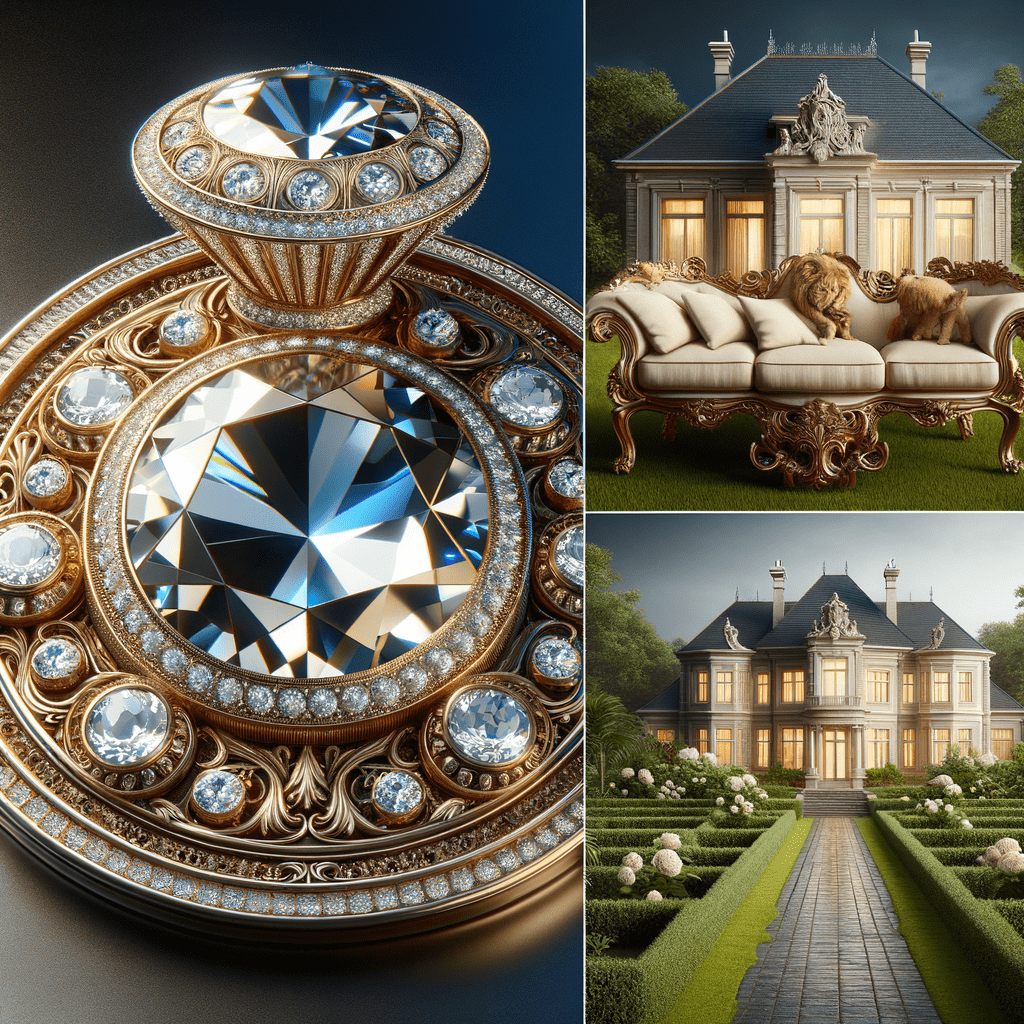 Intricately designed decorative brooch featuring a large central gemstone and smaller surrounding stones.