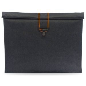 GoDark storage bag in dark fabric with an orange drawstring closure.