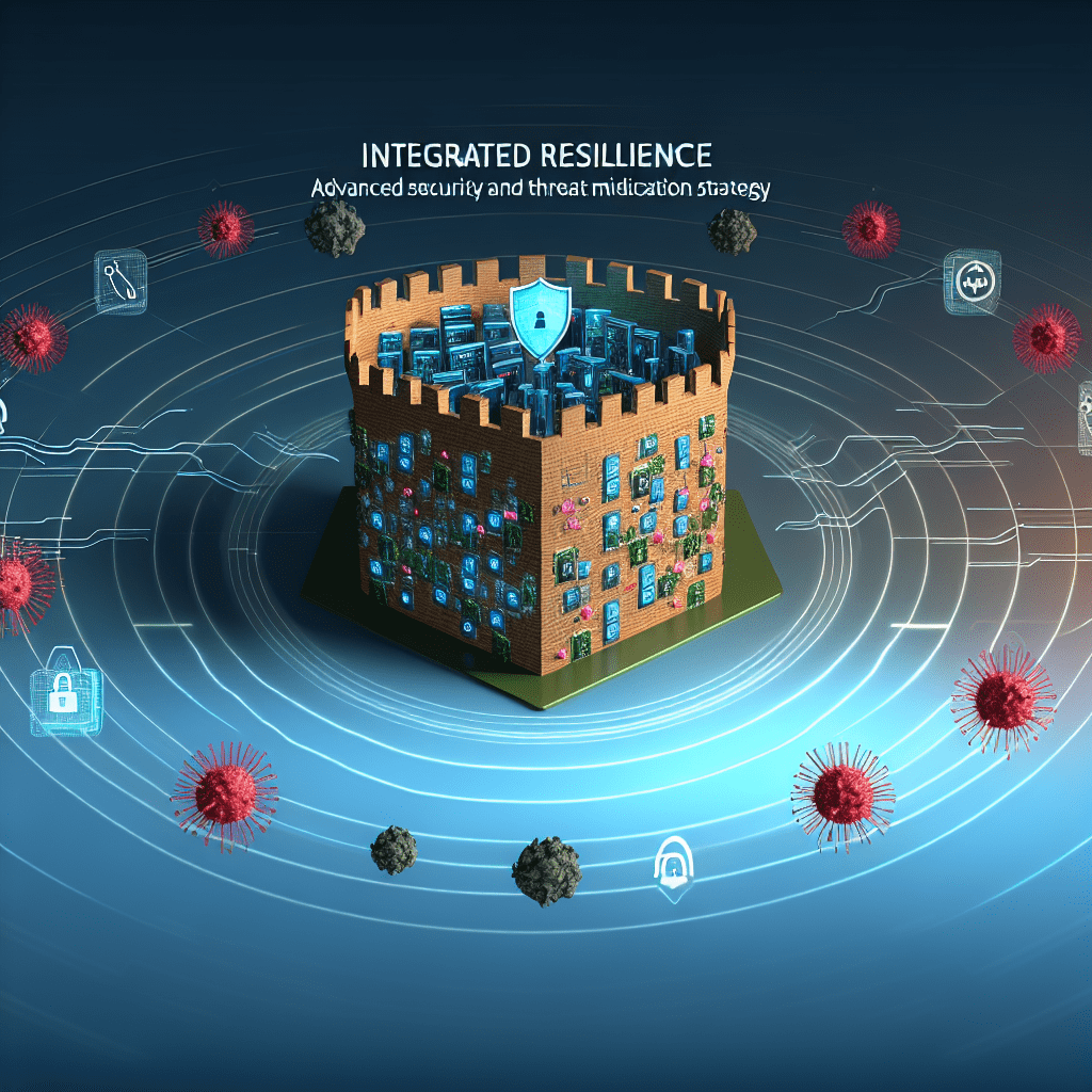 3D illustration of a fortified structure representing integrated resilience and advanced security strategies against threats.