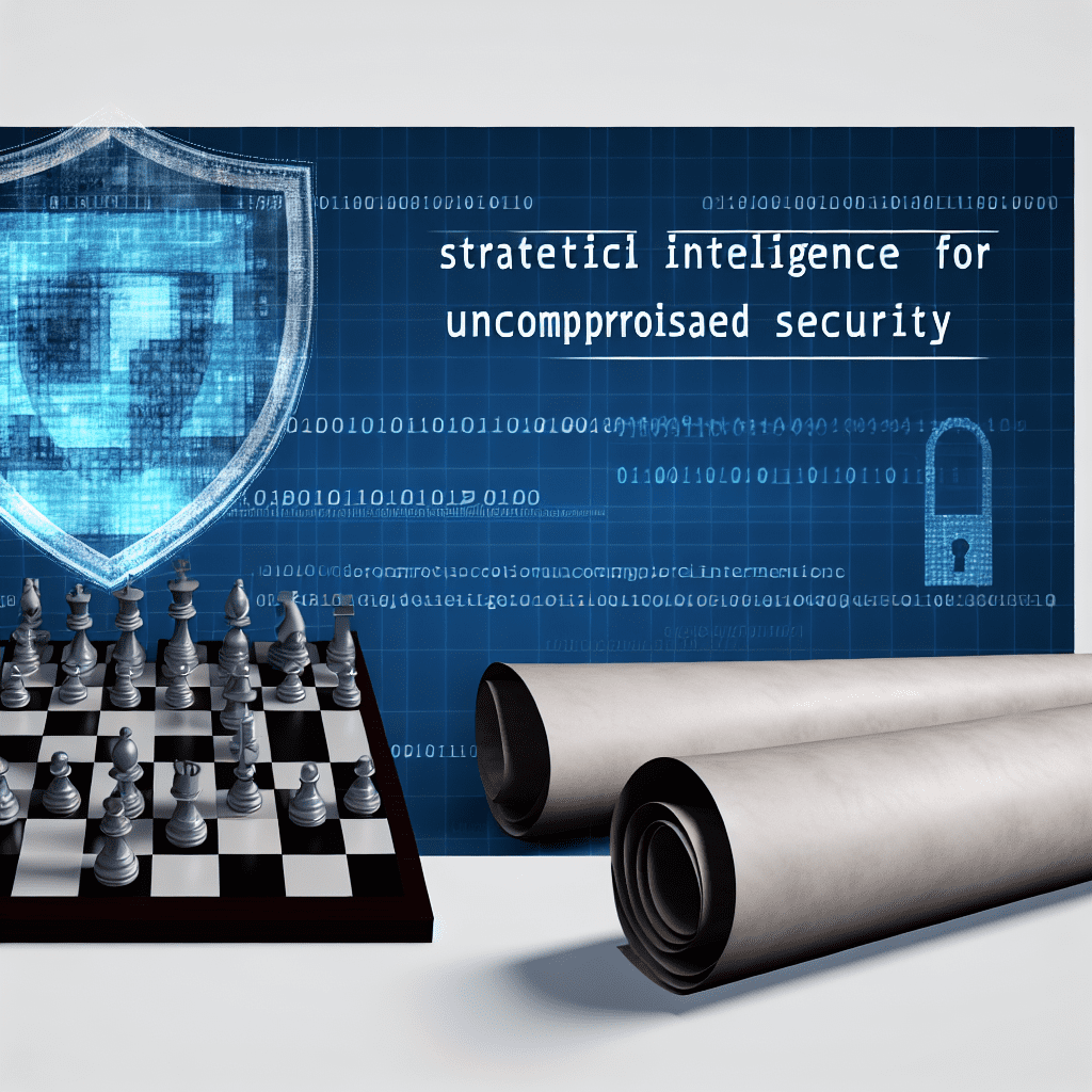 A chessboard with silver pieces next to rolled parchment scrolls and a digital security-themed background.