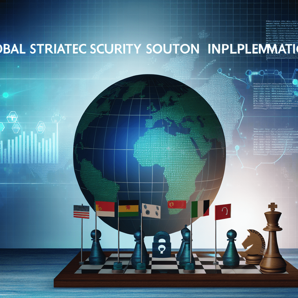 A chessboard with a globe and various national flags representing different countries.