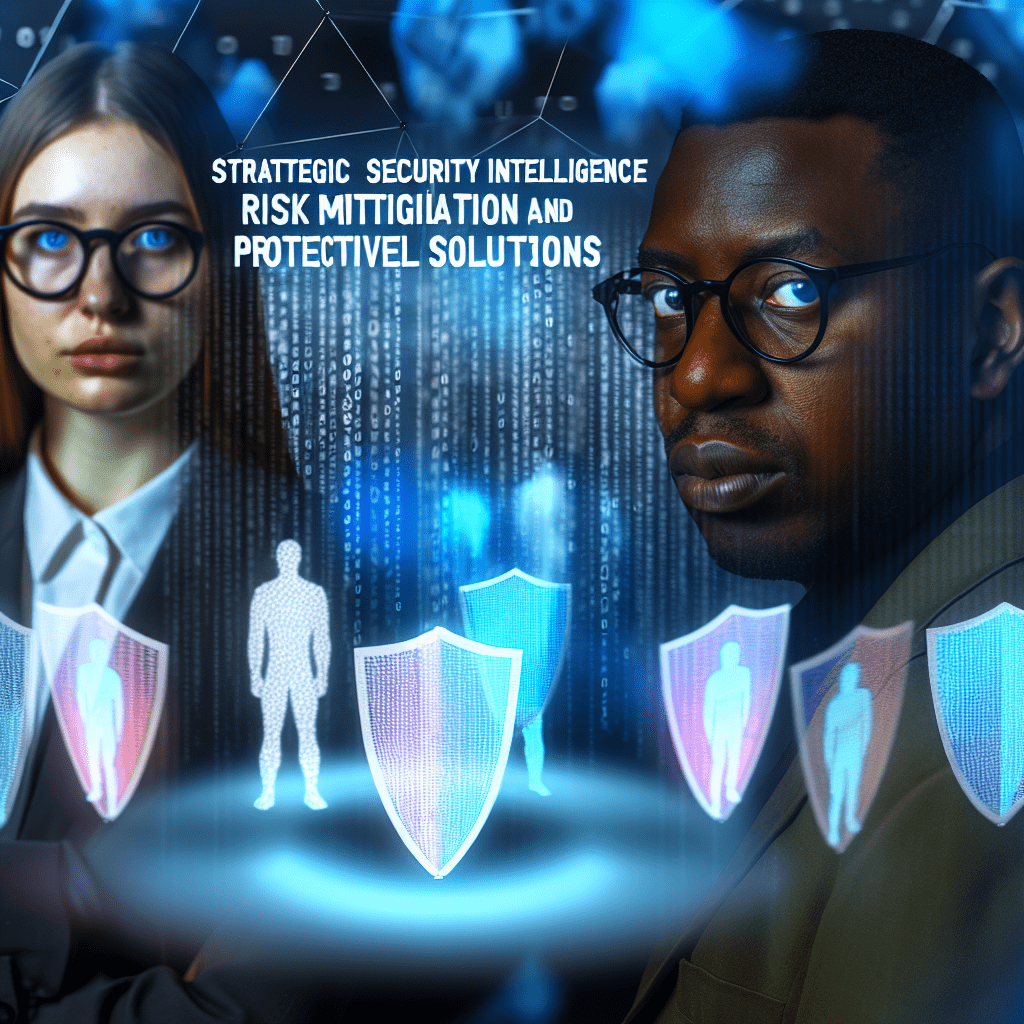 A visual representation of strategic security intelligence with risk mitigation and protective solutions.