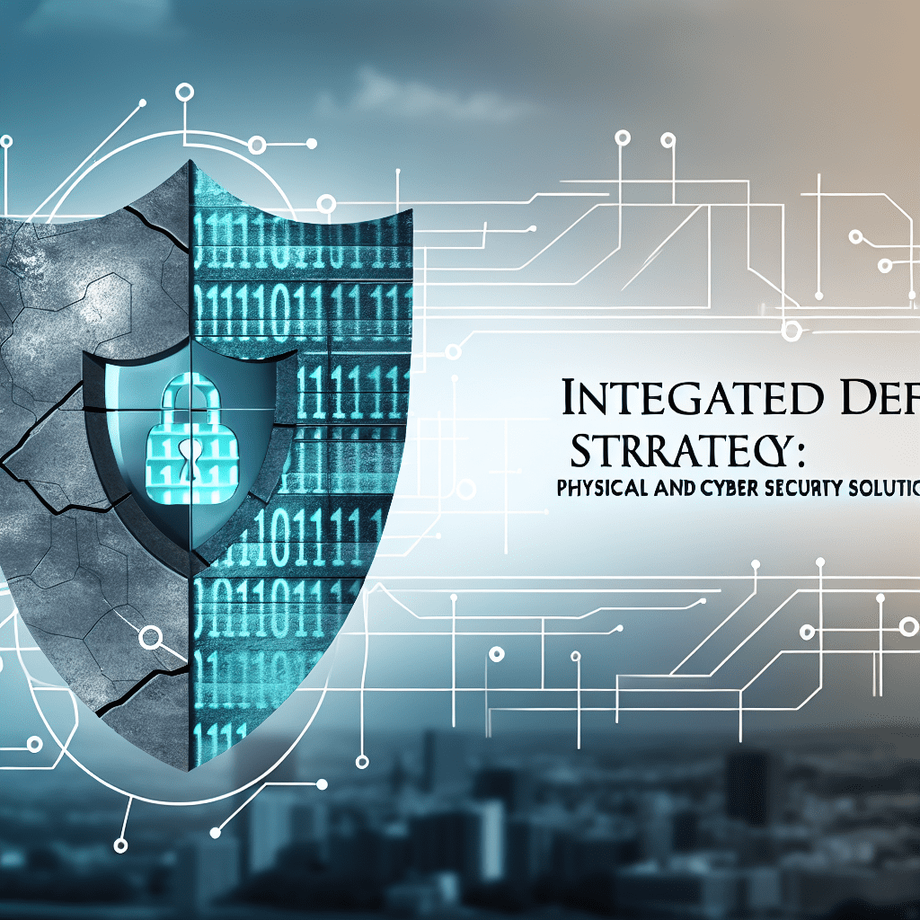 Honeybadger Solutions shield with blue digital circuitry and lock icon illustrating integrated defense strategy in physical and cyber security concepts.