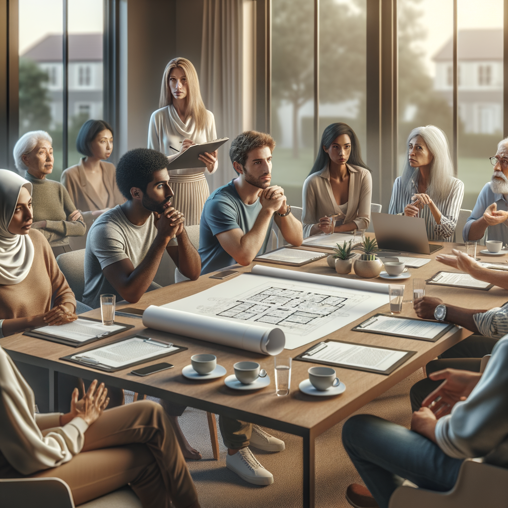 A group discusses HOA security planning around a conference table with handwritten notes, with Honeybadger Solutions LLC branding visible, in Oro Valley, Arizona.