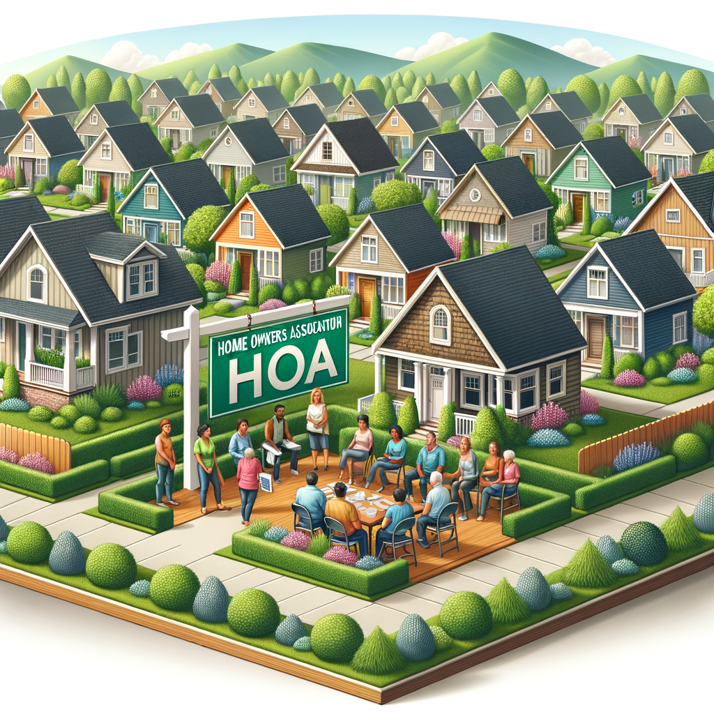 A green HOA sign at a suburban community meeting with residents gathered in a landscaped neighborhood, supporting HOA security services in Whiteriver, Arizona.