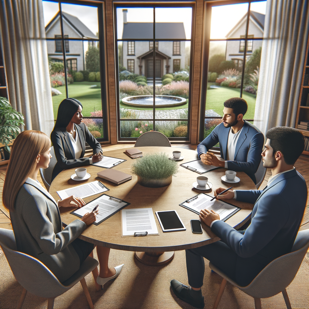 A formal indoor meeting with HOA Security Services planning in Colorado City, Arizona, with Honeybadger Solutions LLC team in suits around a table.
