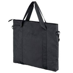 A black Body Armor Bag from Safe Life Defense is shown with wide shoulder straps, a zip top, and reinforced side hardware for carrying armor.