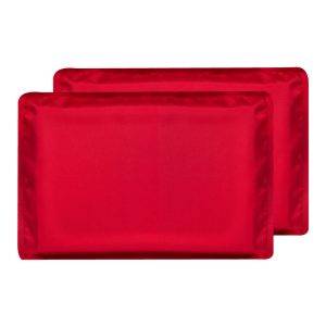 Two red rectangular IIIA+ side armor panels lie stacked with rounded edges and smooth fabric, matching the enhanced multi-threat protection description.