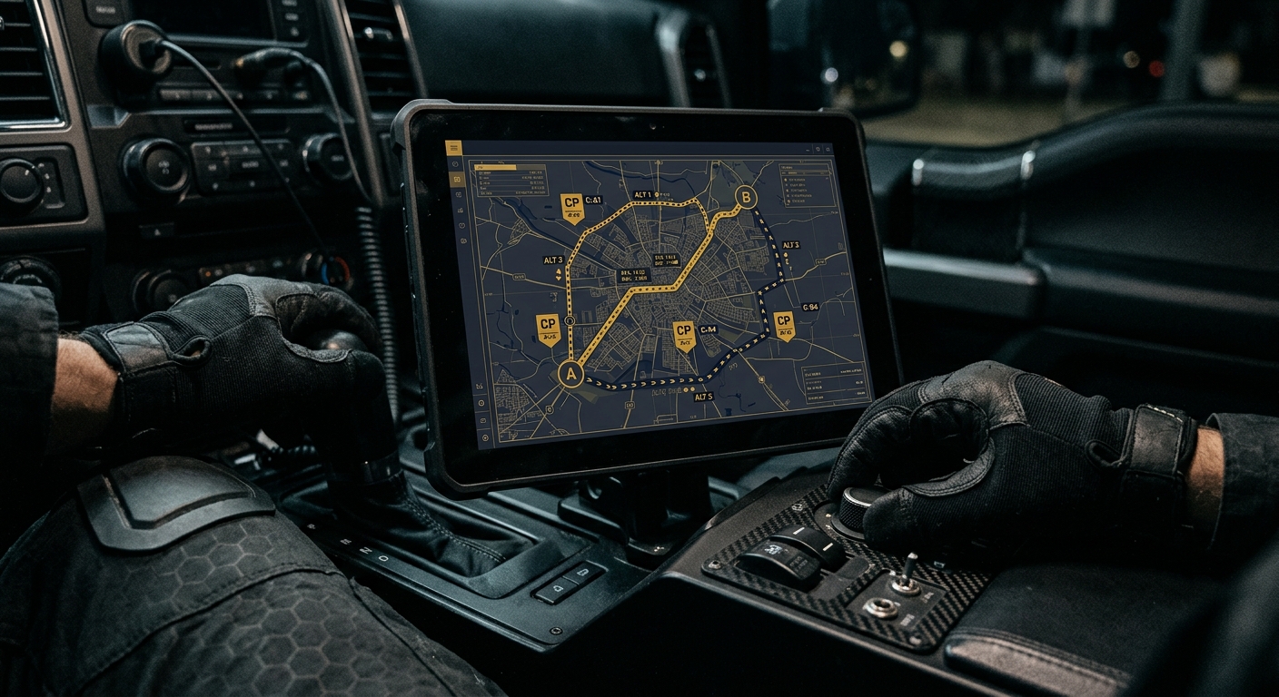 Route planning with primary and alternate paths and choke-point analysis for a secure movement