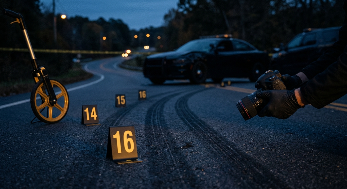 Personal injury investigator documenting an Arizona accident scene for liability evidence