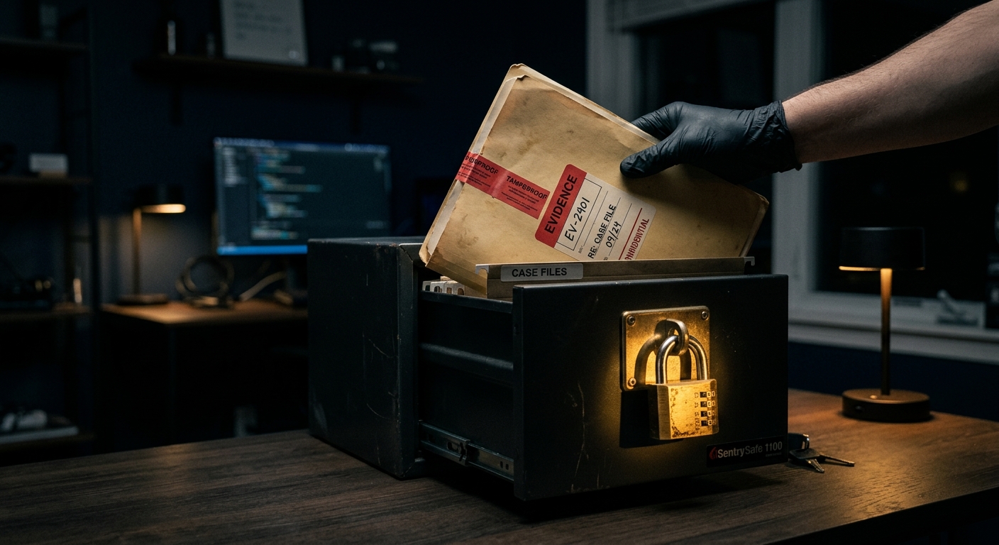 Investigator securing a domestic violence evidence file for an Arizona protective order case