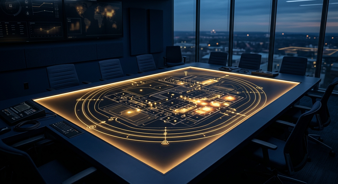 Security risk assessment and facility planning diagram representing professional security consulting methodology