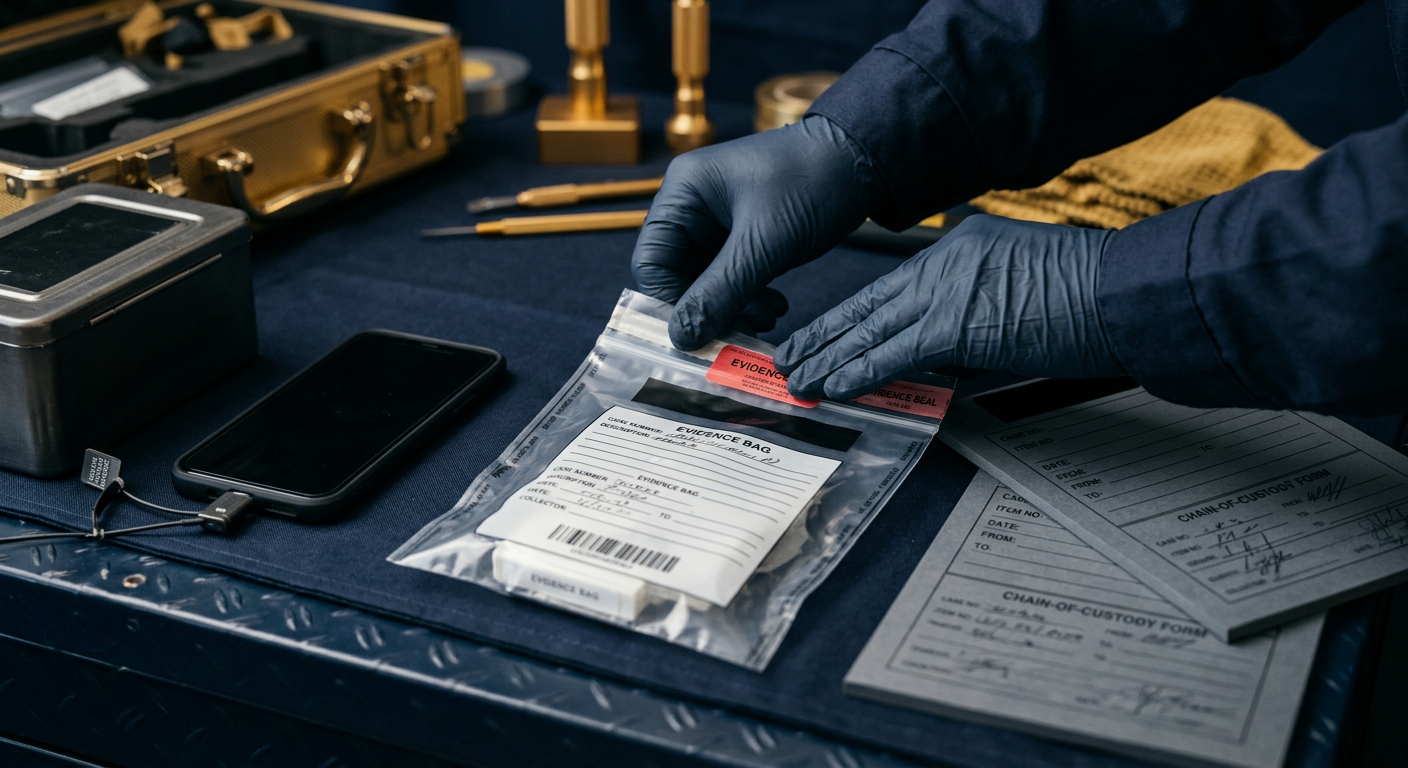 Chain-of-custody evidence handling for a court-admissible Arizona investigation