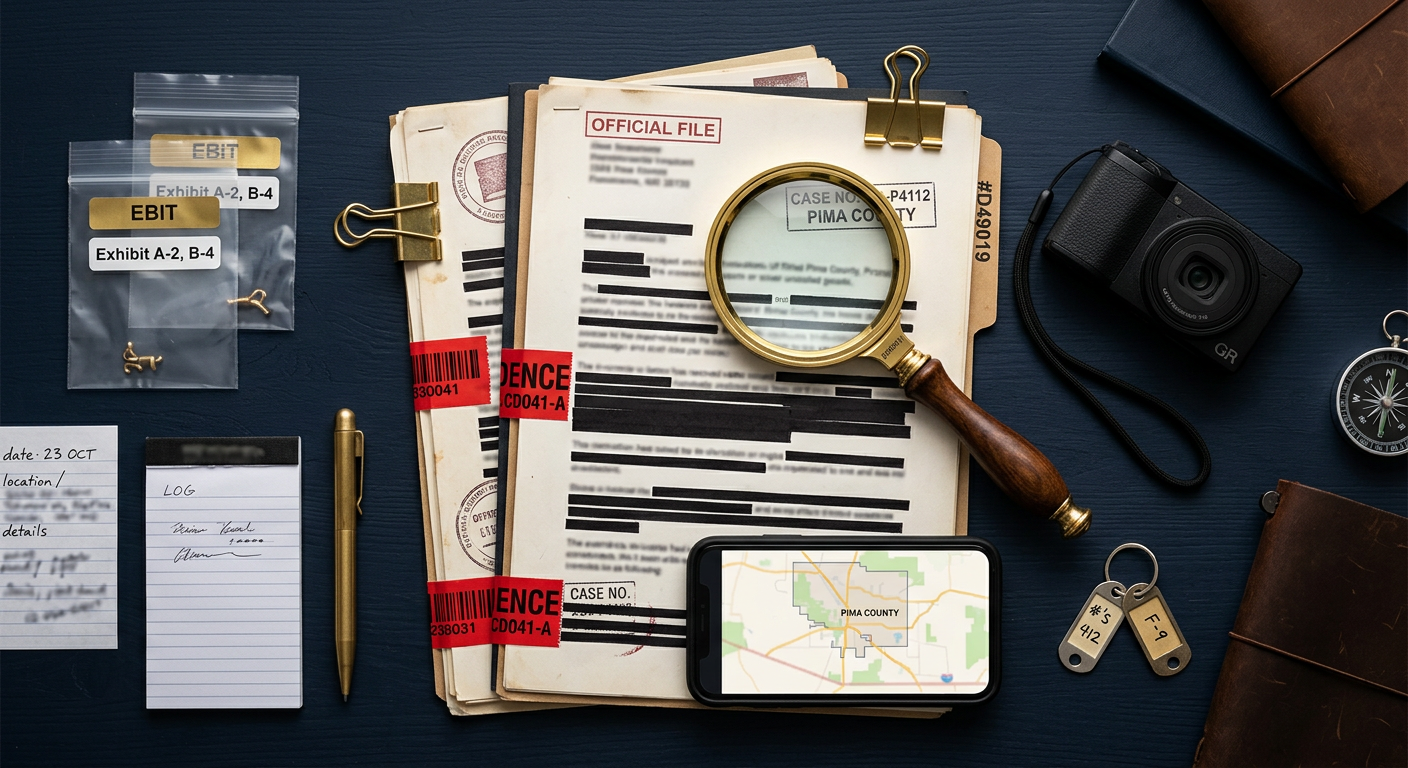 Private investigation case file and evidence documentation for a Pima County matter