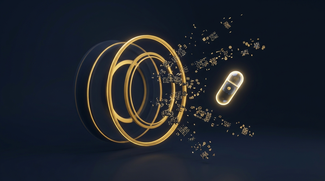 Account takeover defenses concept showing layered MFA, passkey, and rate-limiting rings deflecting credential stuffing with a preserved evidence marker in navy and gold