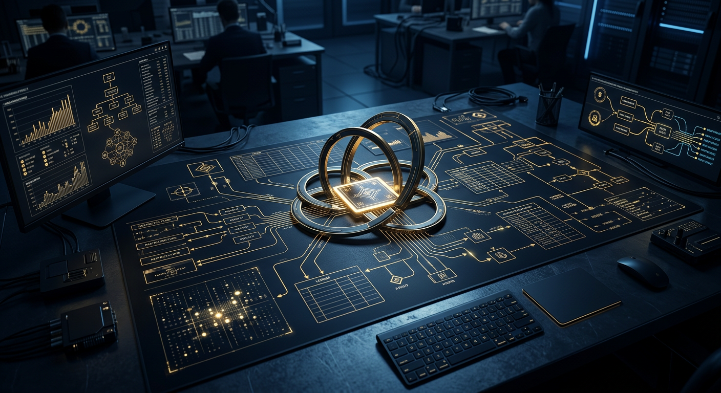 Navy and gold conceptual illustration of a nonprofit forensic accounting investigation tracing fund flows