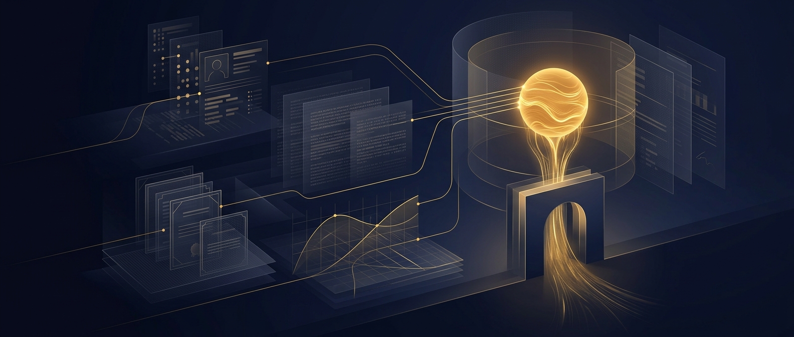 Pre-investment due diligence concept showing capital held at a decision gate while promoter registration, fund manager background, and offering documents are examined in navy and gold