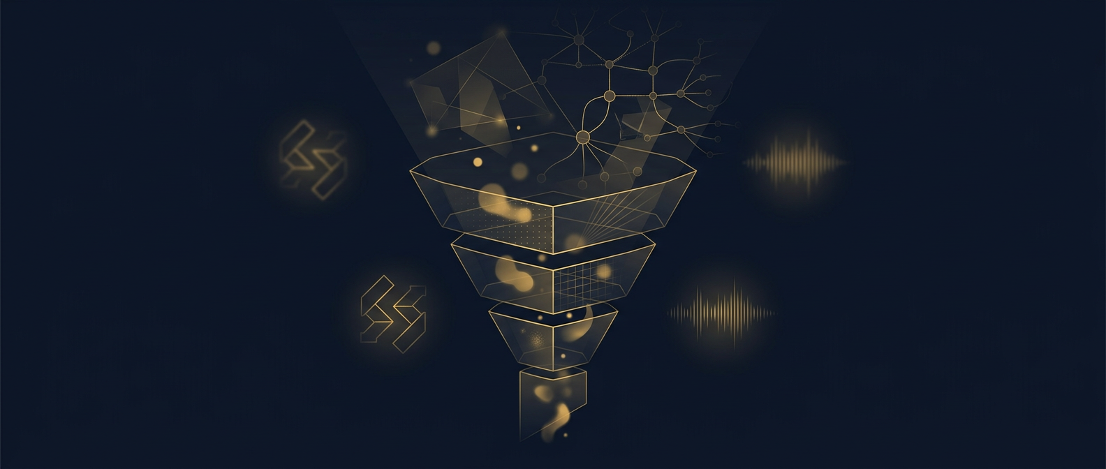 Layered due-diligence screening resolving beneficial ownership behind shell companies and surfacing sanctions and adverse-media signals in navy and gold