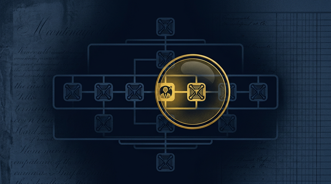 Gold light revealing the true beneficial owner beneath layered nominee entity structures