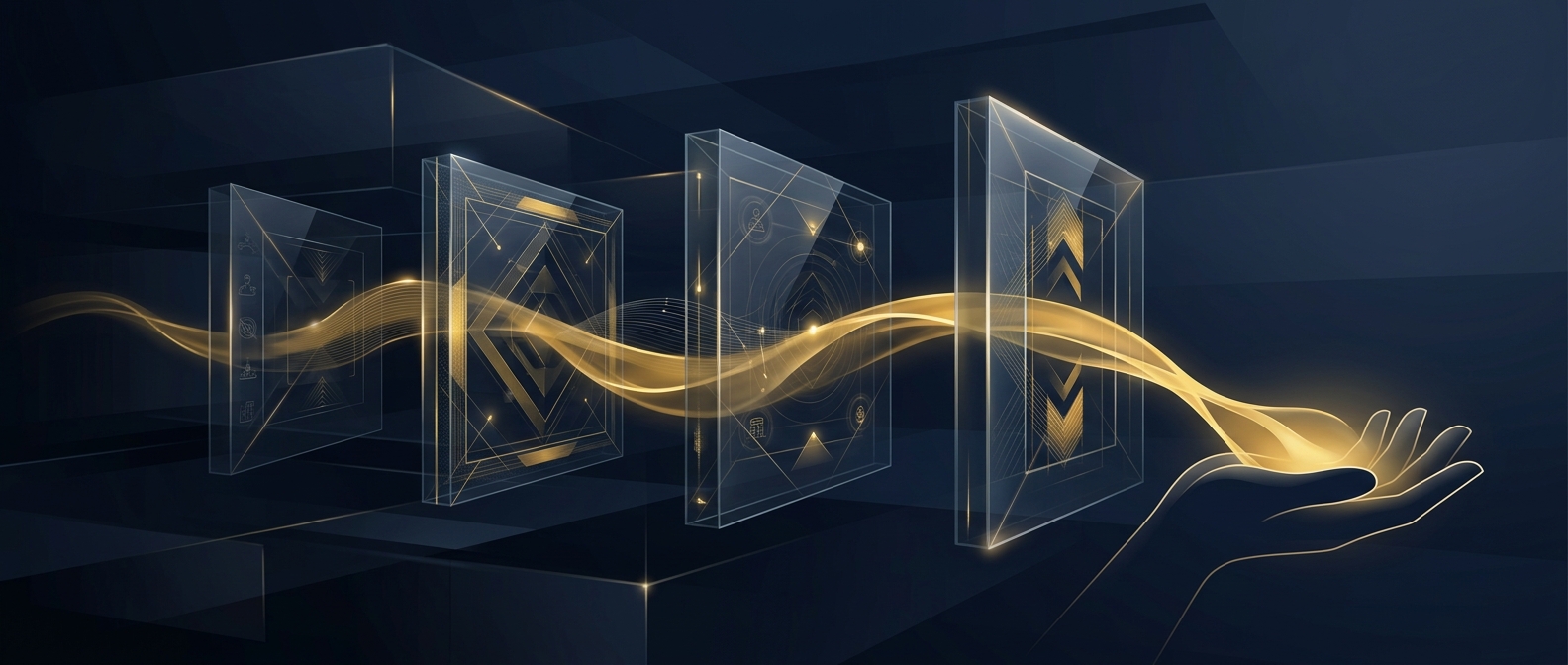 Investor and fund due diligence concept showing capital passing through source-of-funds and sanctions verification gates before acceptance, rendered in navy and gold