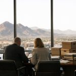 Legal team preparing a legal hold notice and reviewing preserved records in an Arizona office