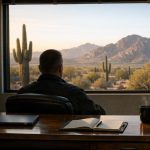 Microsoft 365 security checklist review at a small business office desk in Arizona