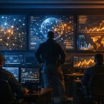 Analysts in a security operations center monitoring network activity